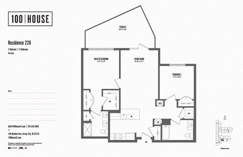 100 house, jersey city, new jersey, nj, NYC greater metropolitan area, luxury apartments, luxury rentals, new jersey, amenities, amenity, rent, rental, apartment, luxury, residence, floor plan, 2 bedroom